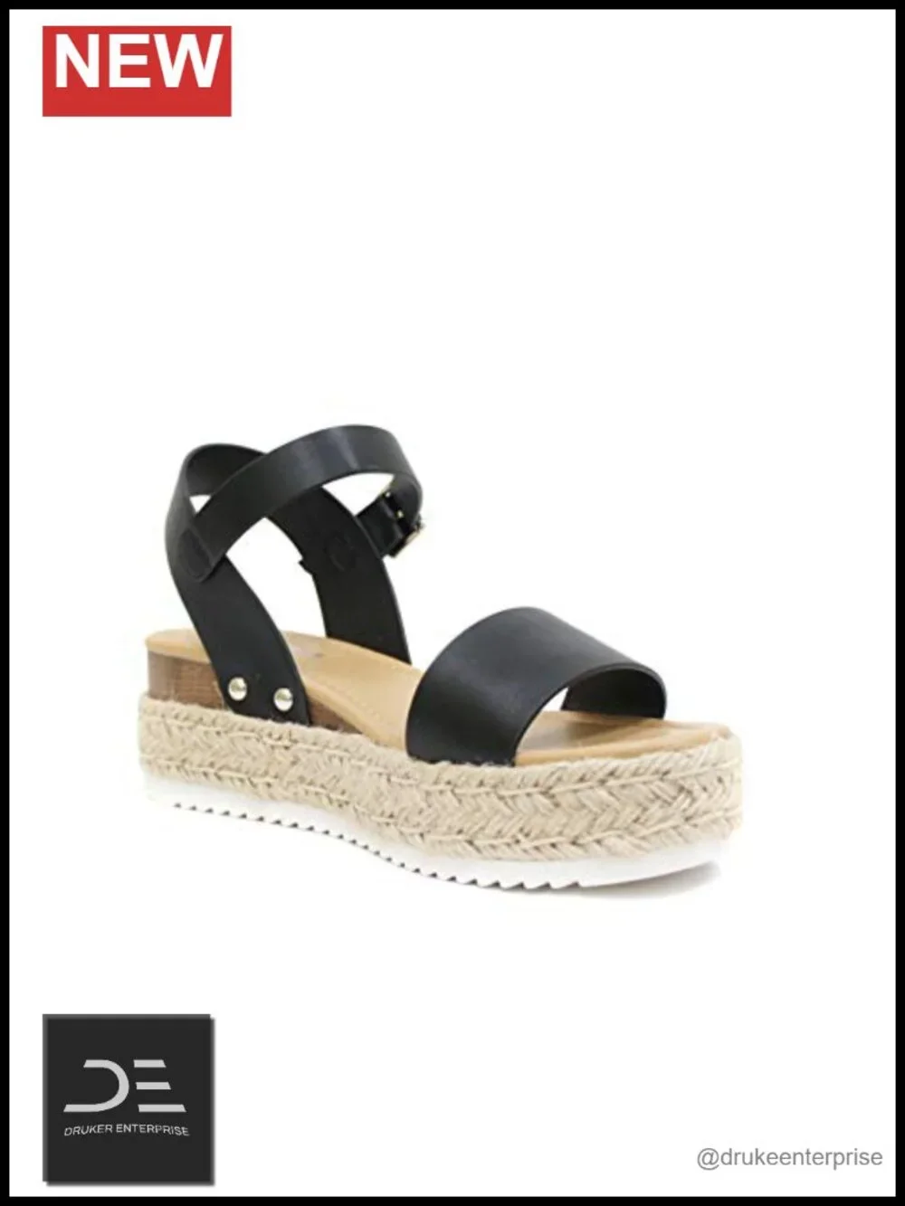 Women Open Toe Ankle Strap Platform Espadrille Wedge Sandal